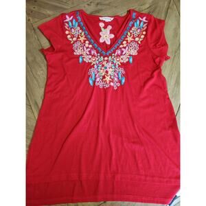 SOLITAIRE floral embroidered boho shirt/ size small